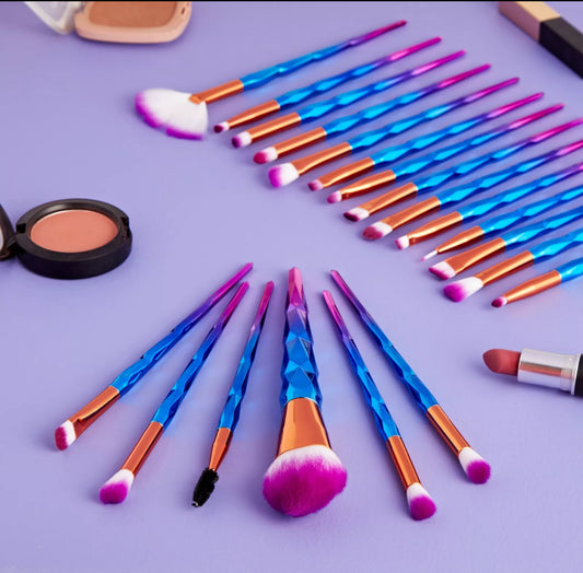 20pc Blue Spectrum Mermaid Make-Up Brush Set