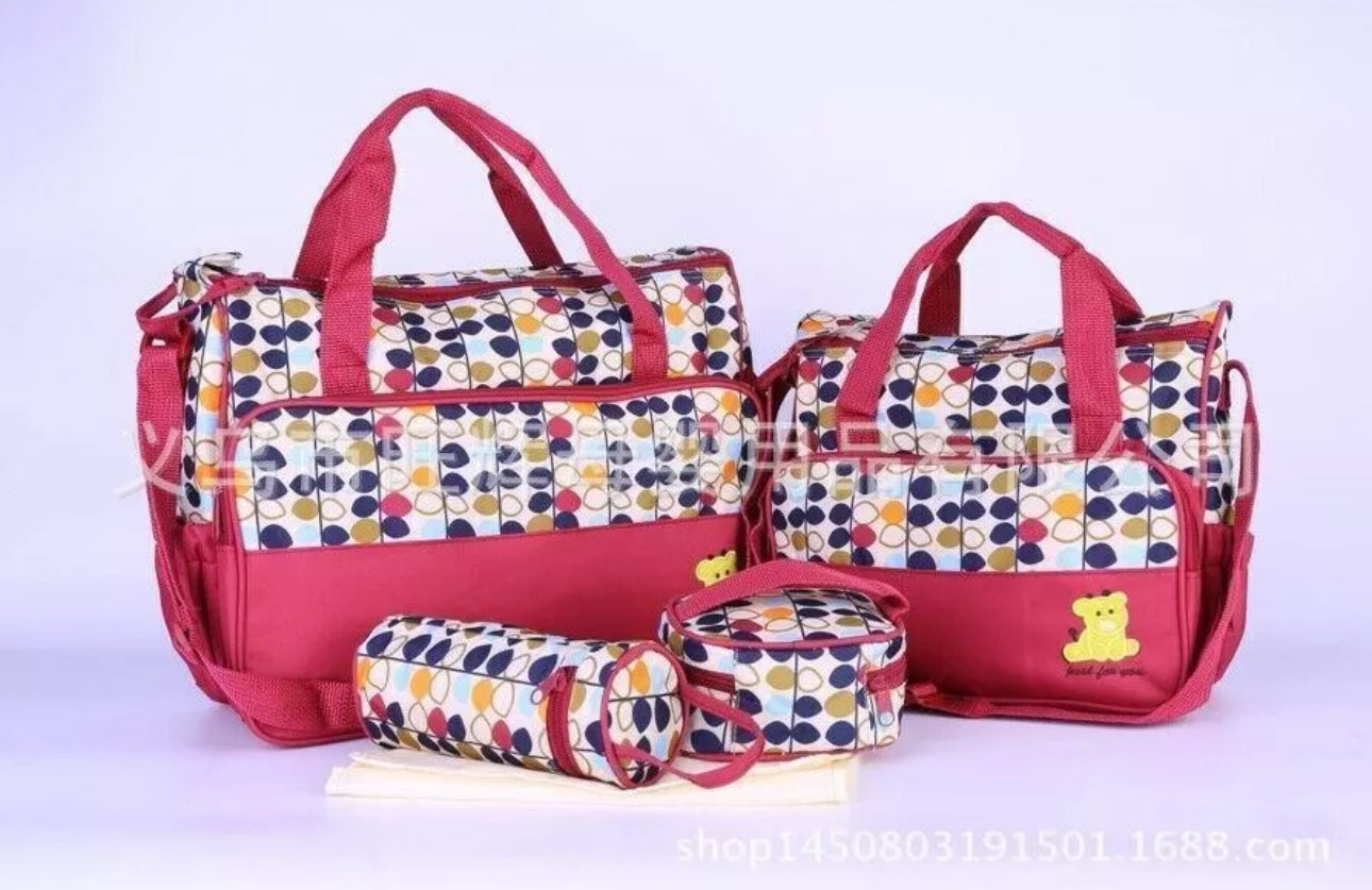 5pc Baby Changing Bag Red
