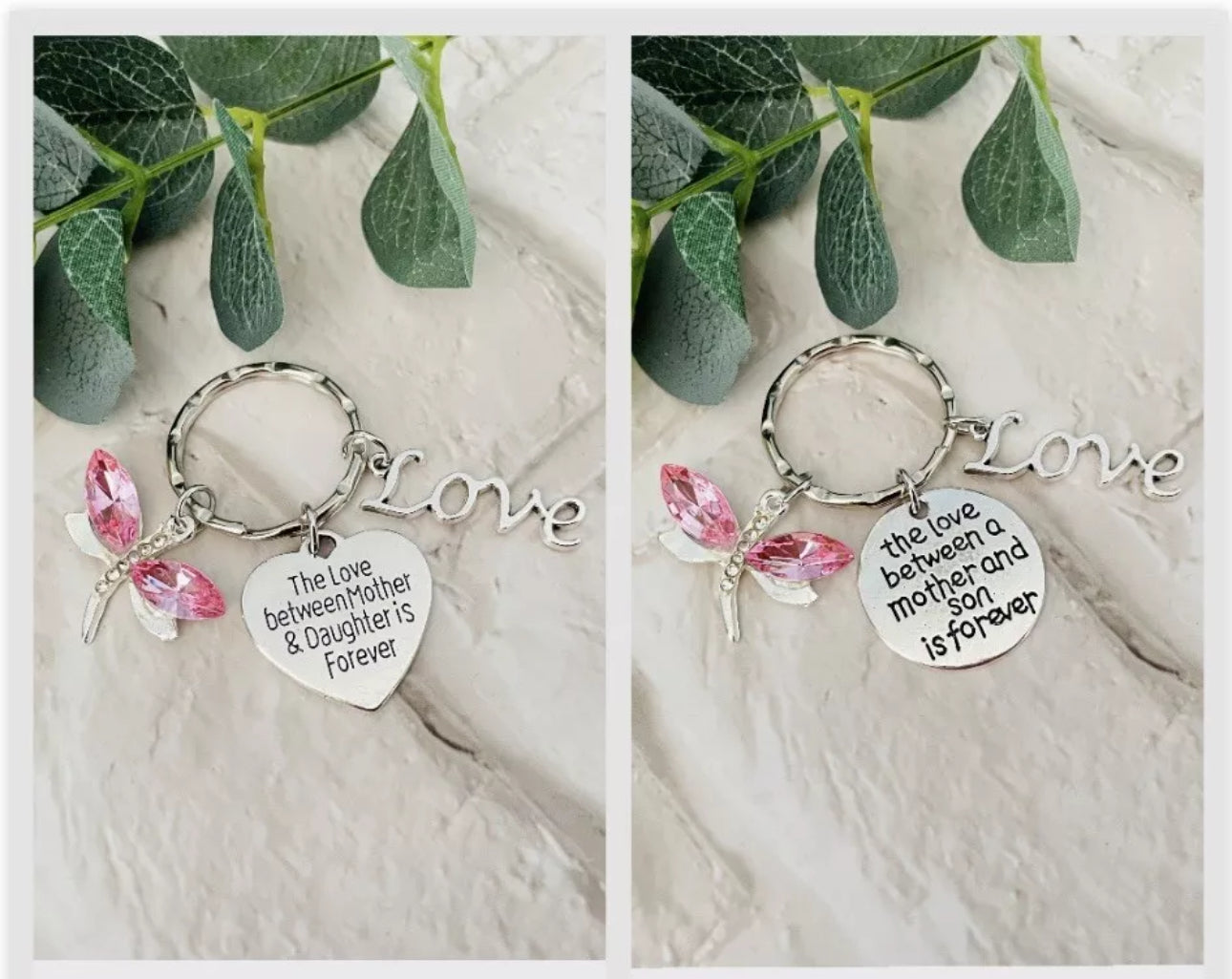 Mothers Day Keyring Pink Dragonfly