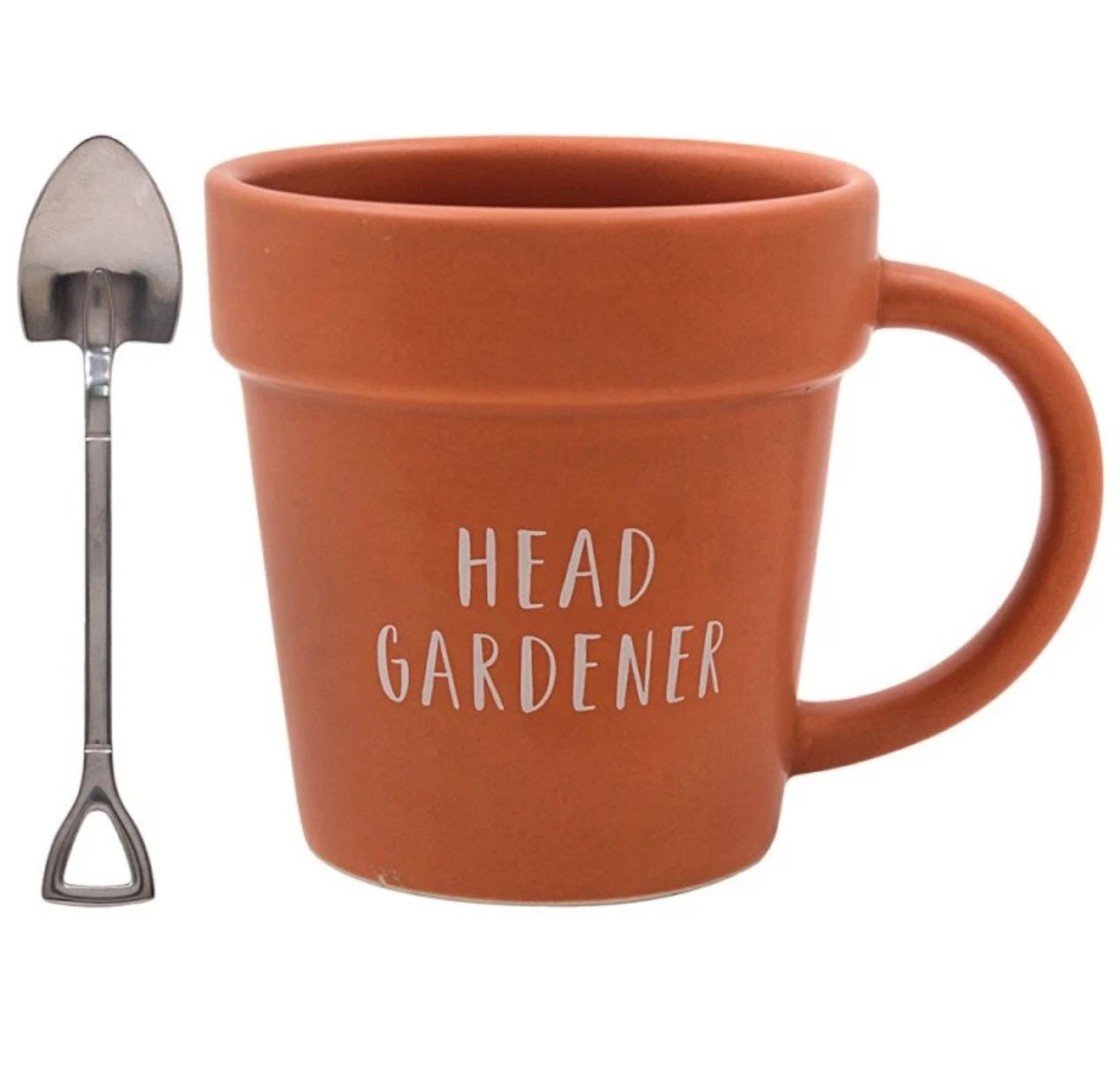 Terracotta Pot Shaped Coffee Mug & Spoon