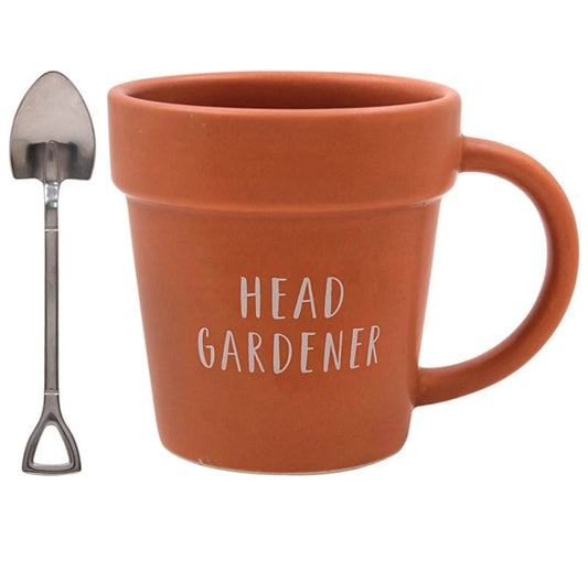 Terracotta Pot Shaped Coffee Mug & Spoon
