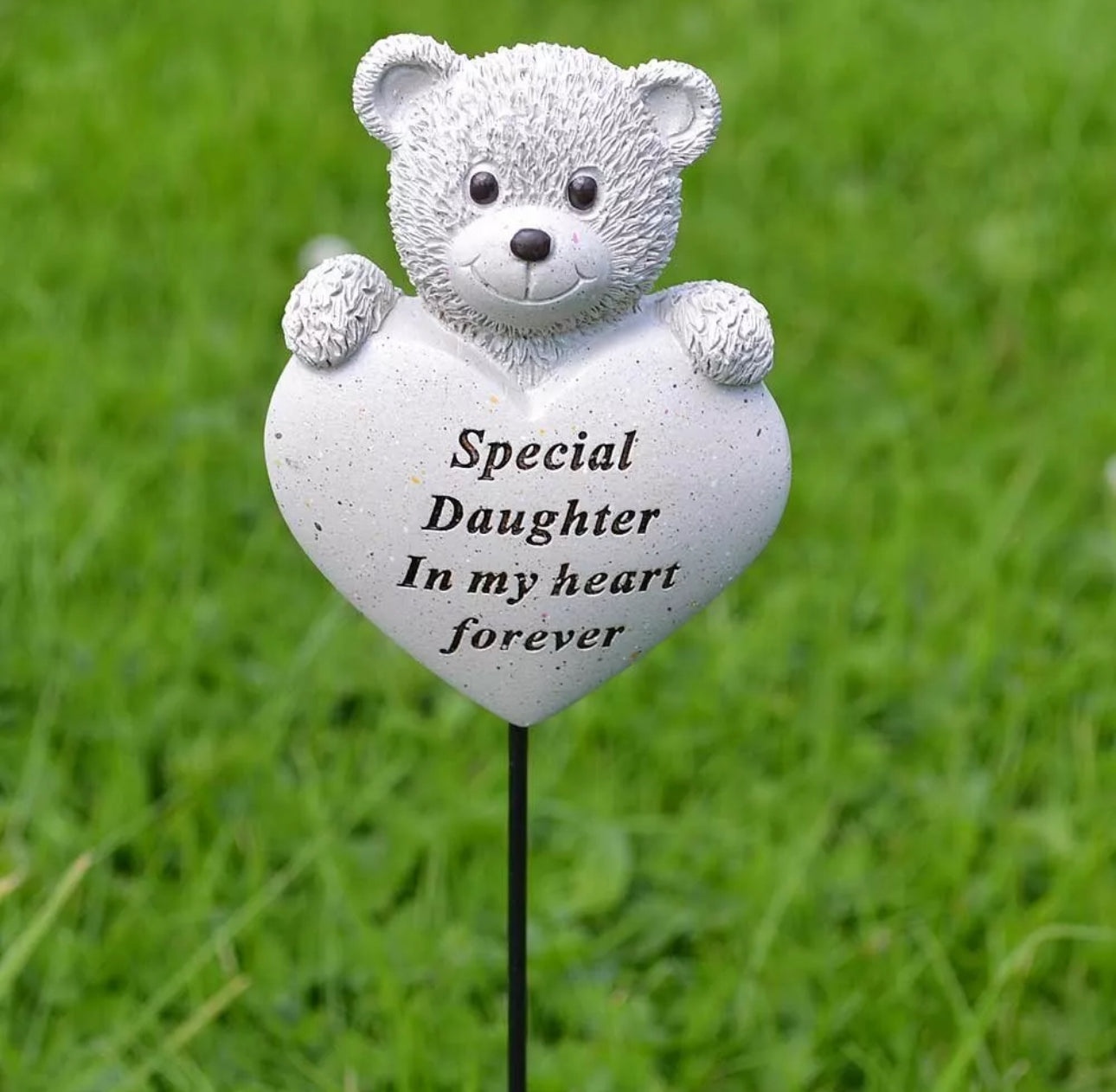 Teddy Bear Heart Memorial Stake