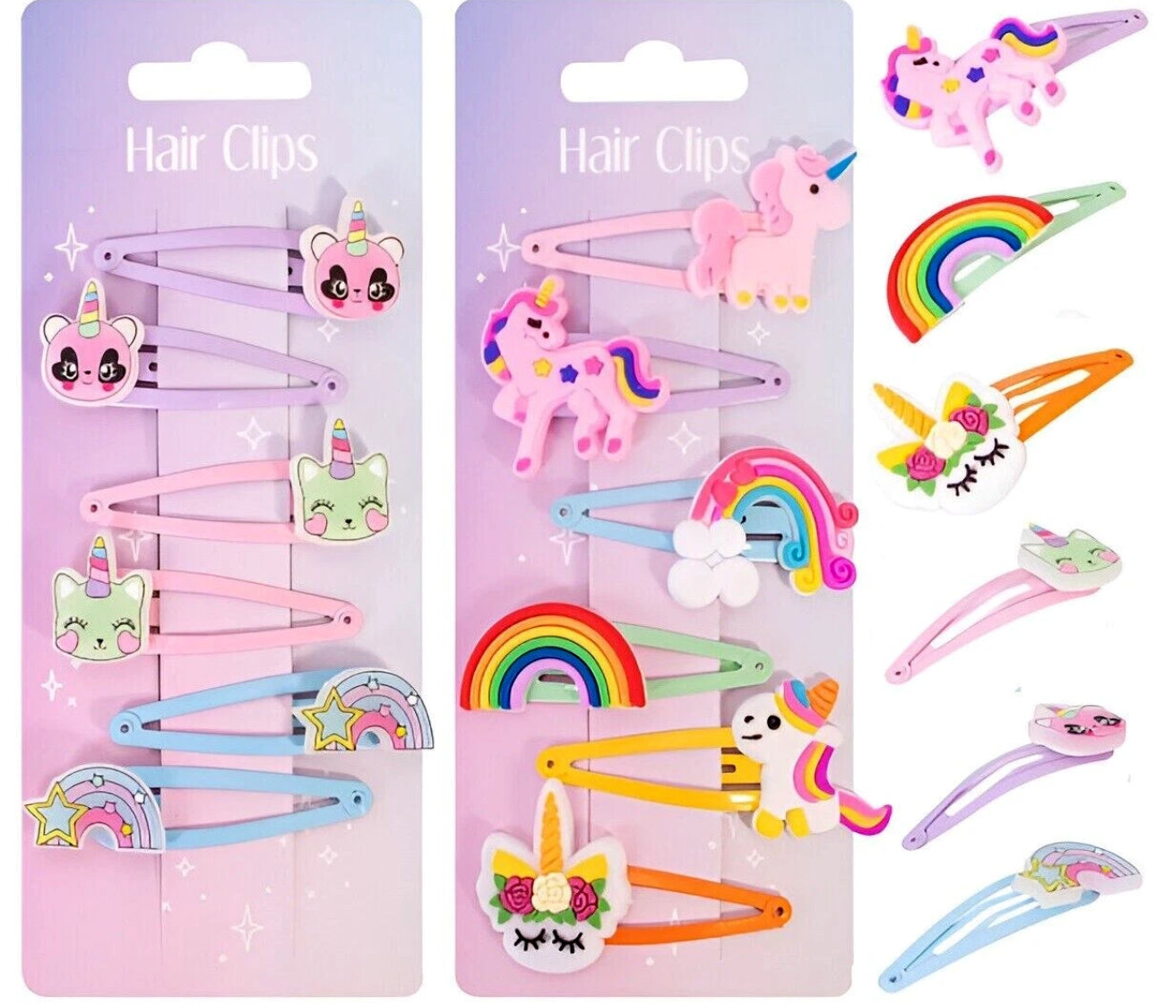 12pk Girls Unicorns & Rainbows Hair Slides