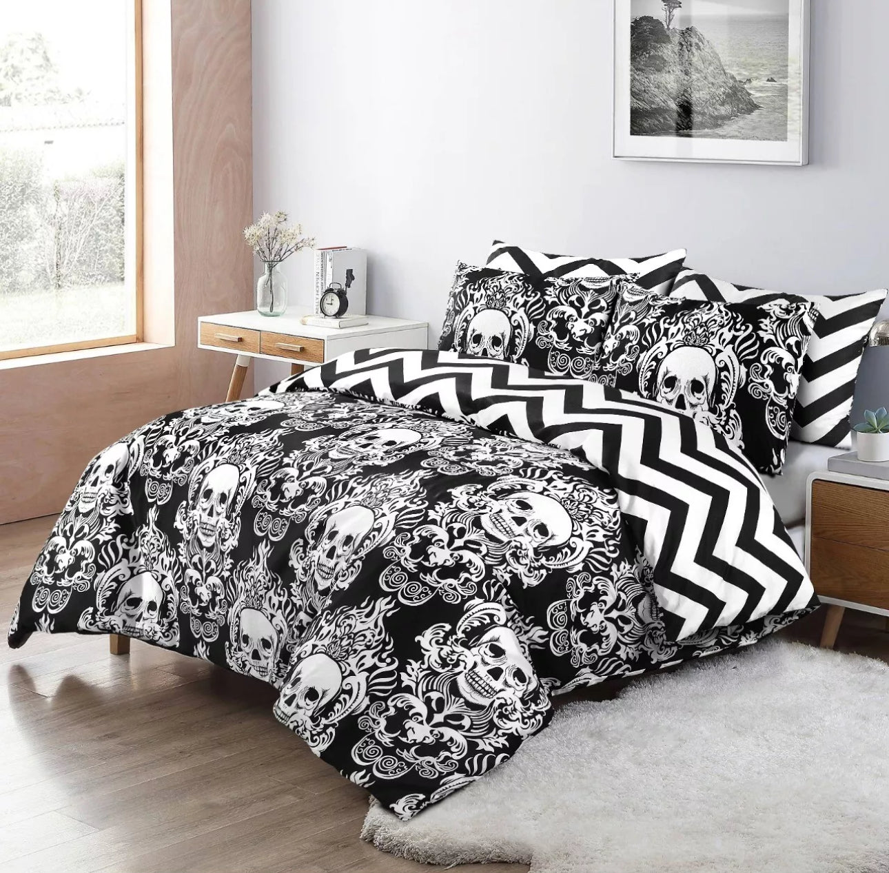 Black & White Skull Duvet Set