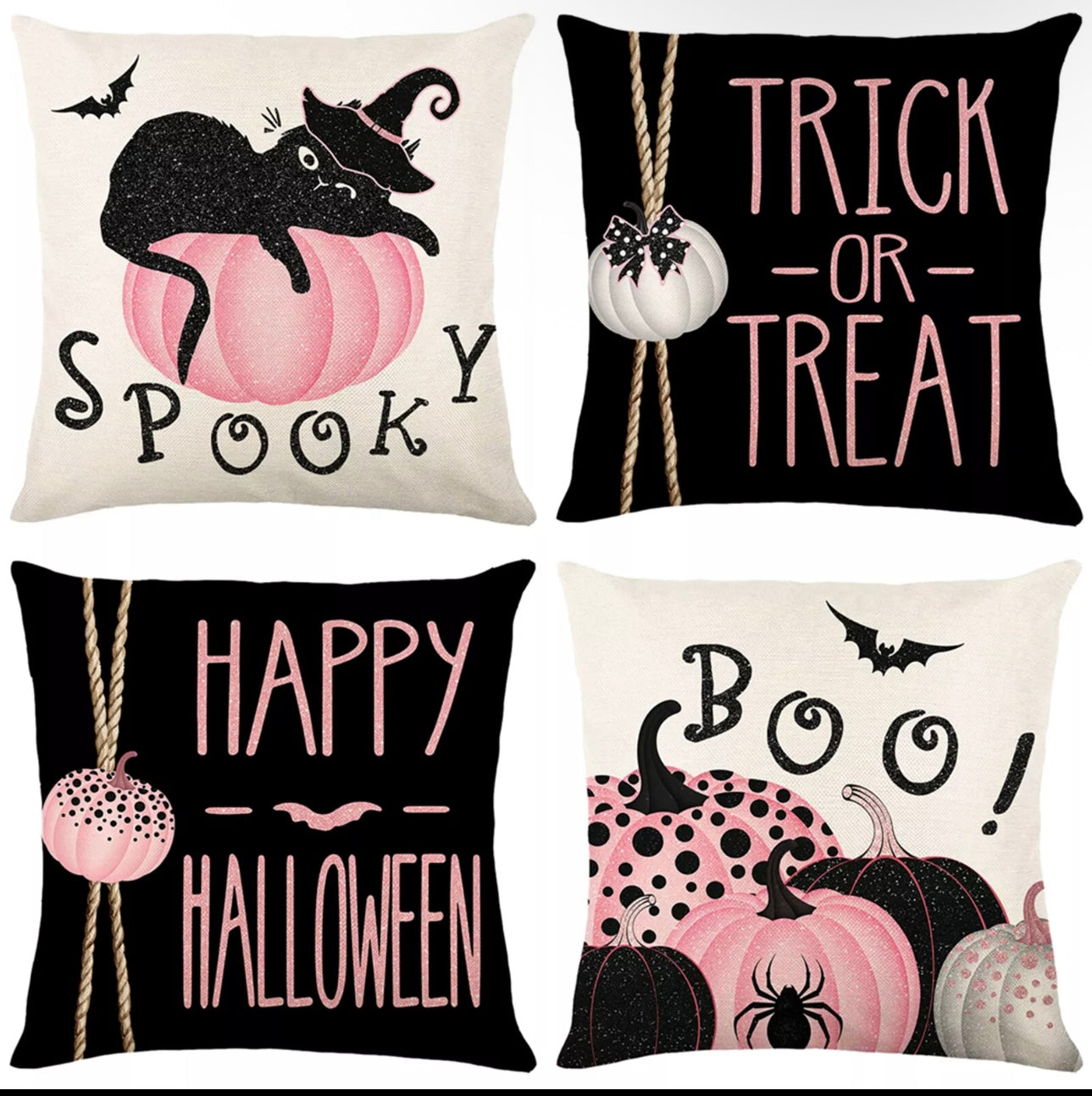 4x Halloween Cushion Covers