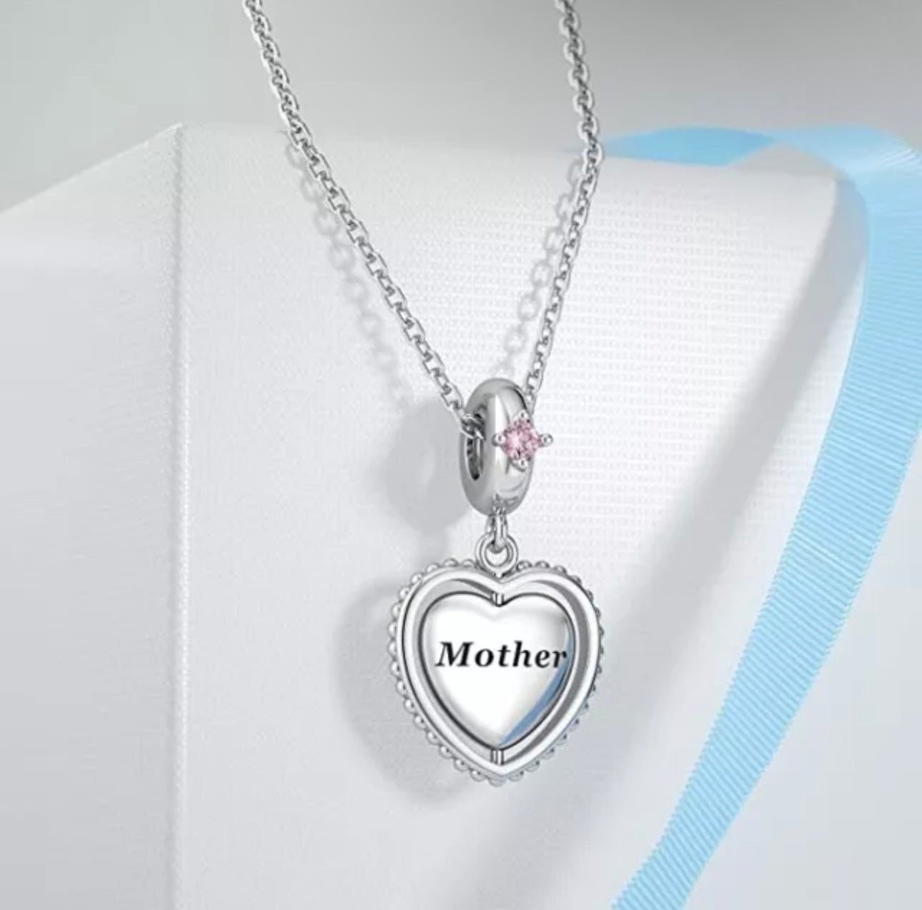 925 Sterling Silver Mother Heart Charm