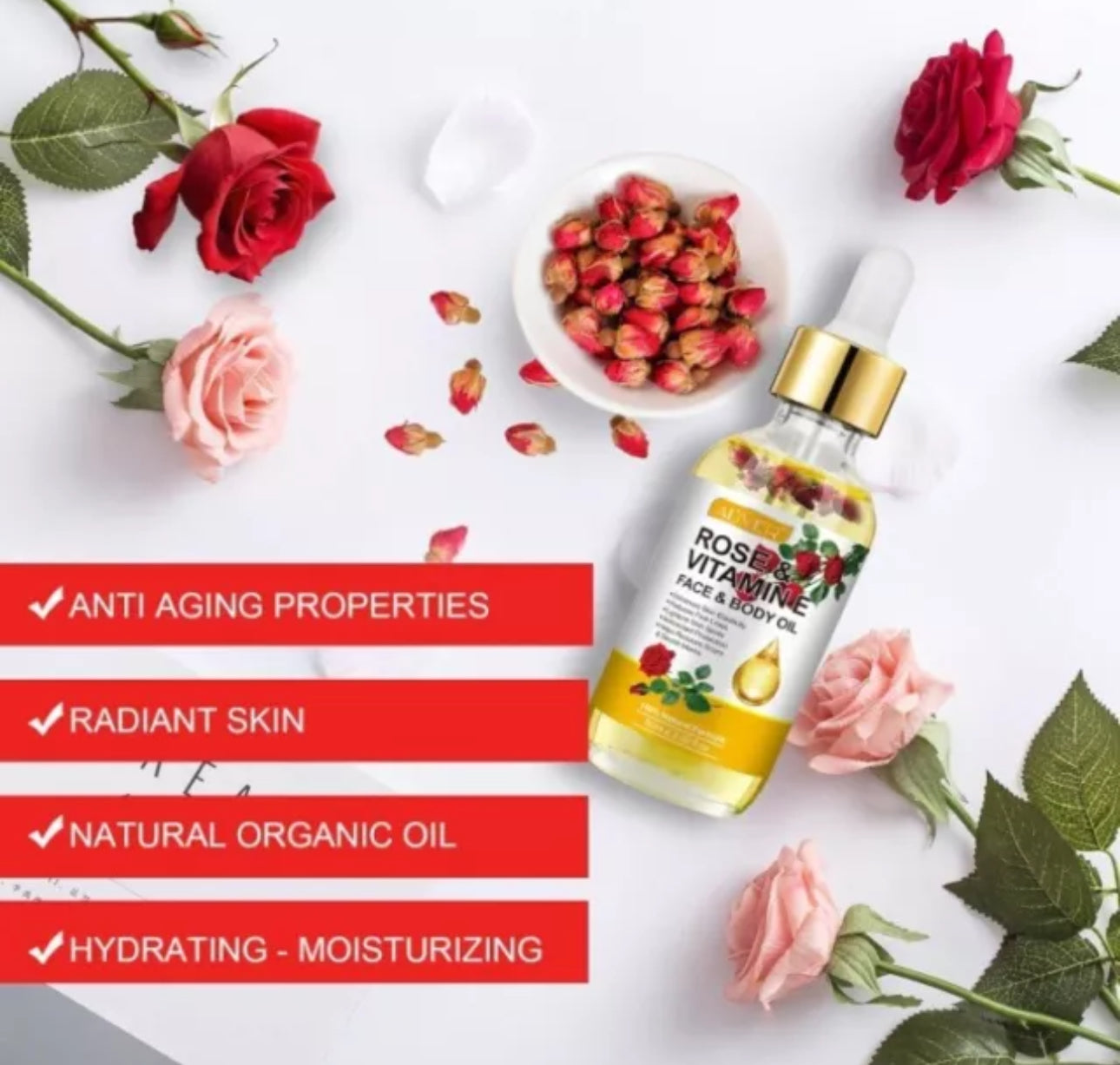 60ml Rose & Vitamin E Face and Body Oil