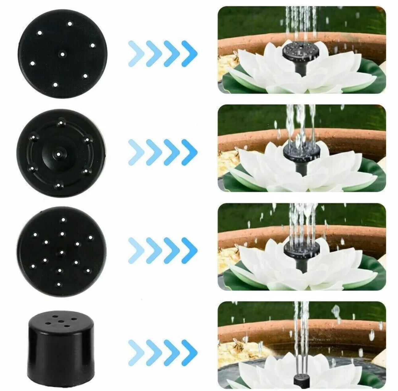 Solar Powered Floating Fountain White Lotus Flower