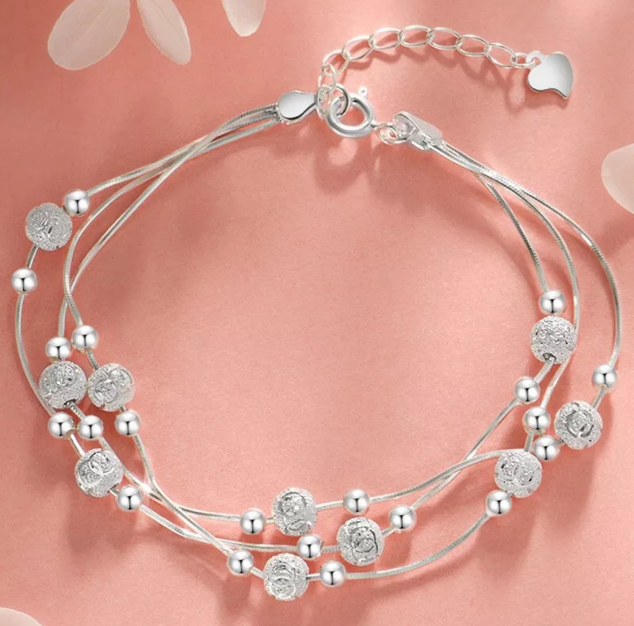 925 Sterling Silver Bead Linked Bracelet