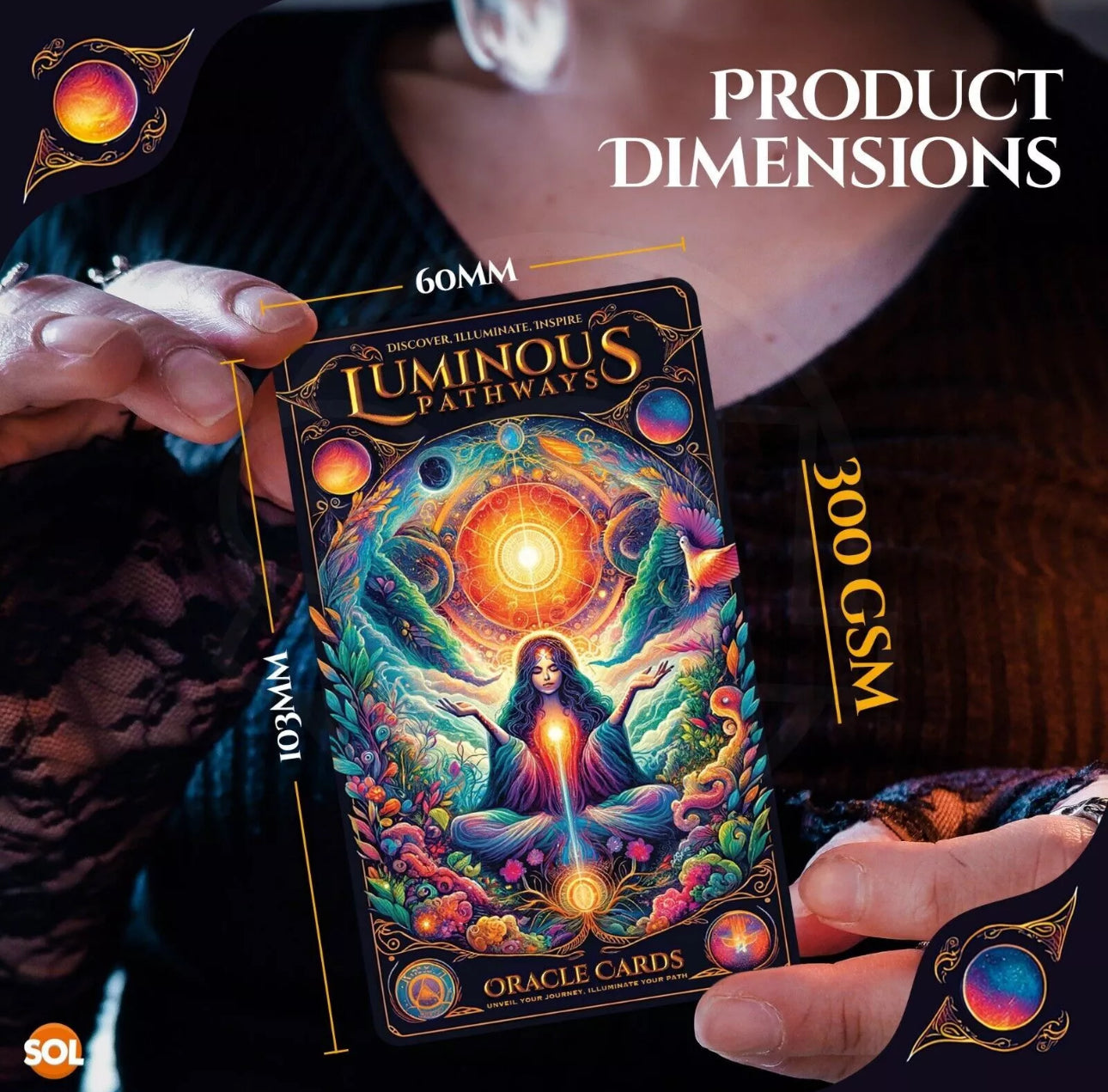 60pc Luminous Pathways Oracle Cards & Guide Book