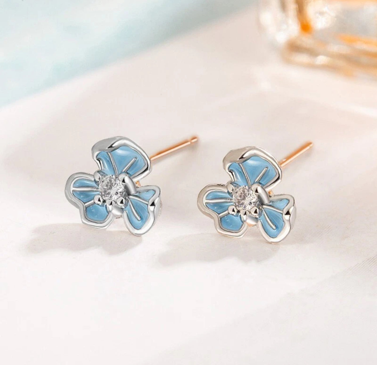 Blue Iris Flower Earrings