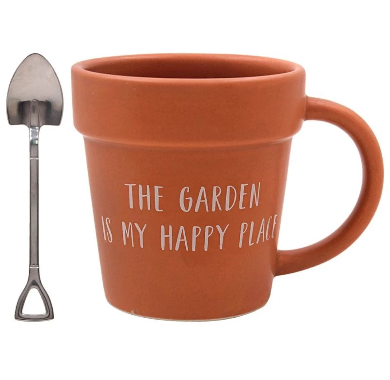 Terracotta Pot Shaped Coffee Mug & Spoon