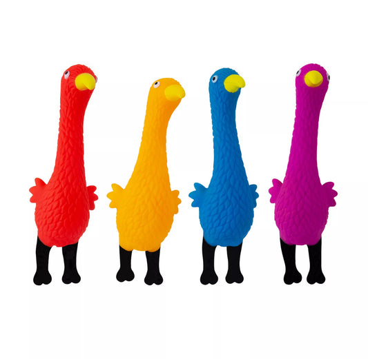4pk Funky Bird Squeaky Chew Toys