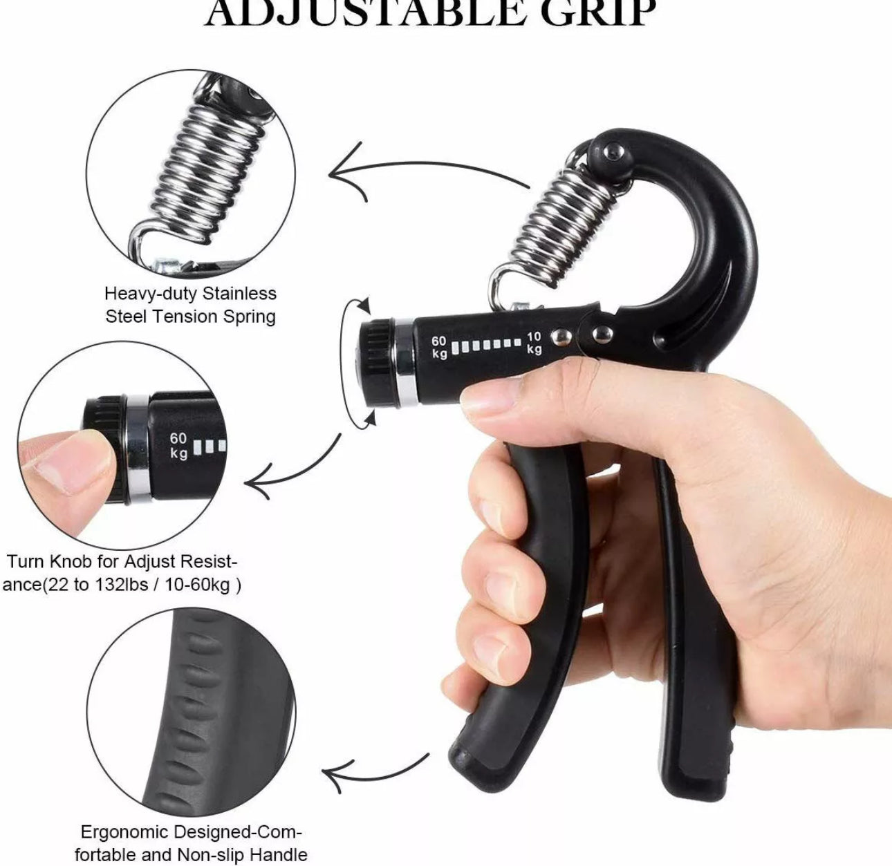 5pc Hand Grip Strengthener Resistance Kit