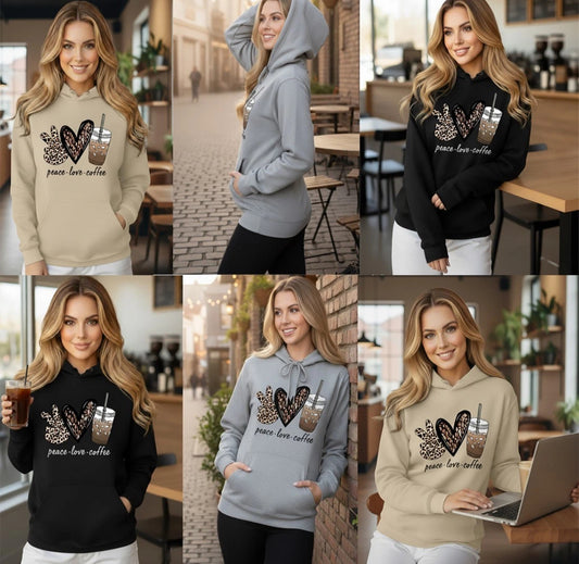 Peace, Love, Coffee Hooded Sweatshirt