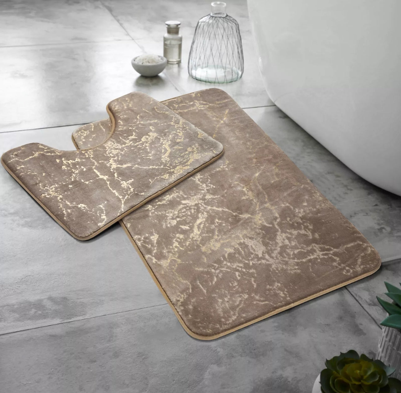 Non-Slip Glitter Bath Mat Set