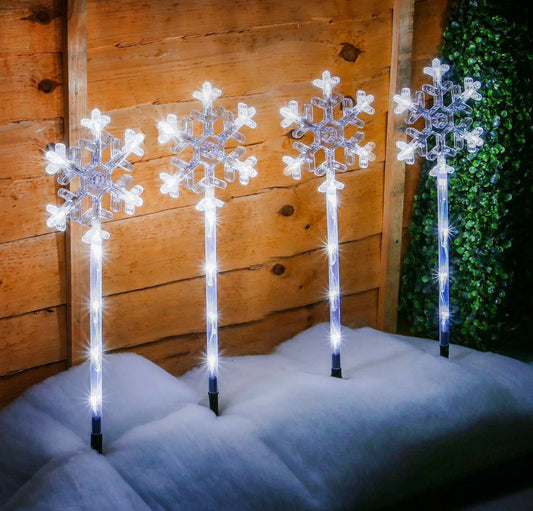 4pc Snowflake LED Path Lights
