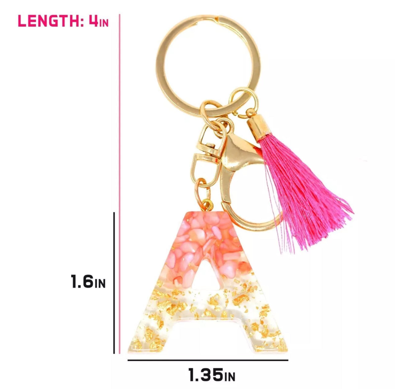 Pink/Gold Resin Initial Keyring