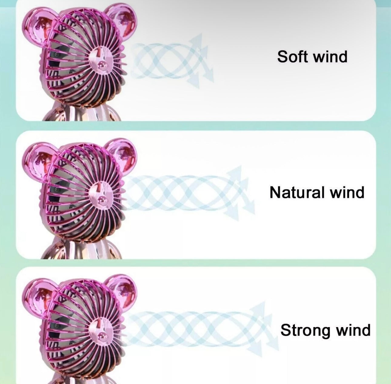 3 Speed Rechargeable Bear Hand Fan