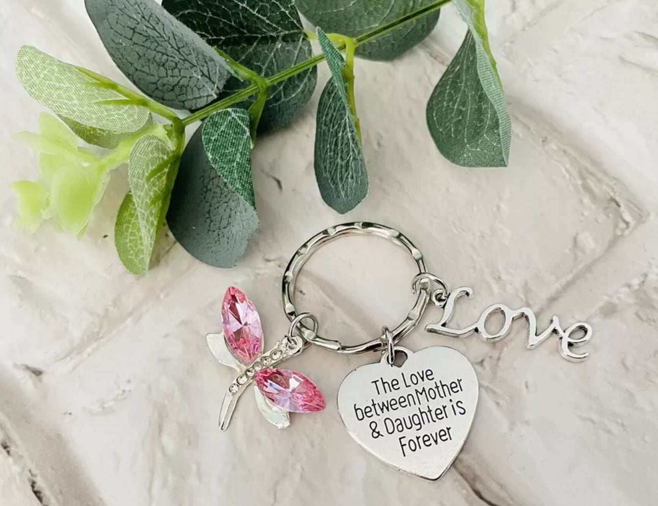 Mothers Day Keyring Pink Dragonfly