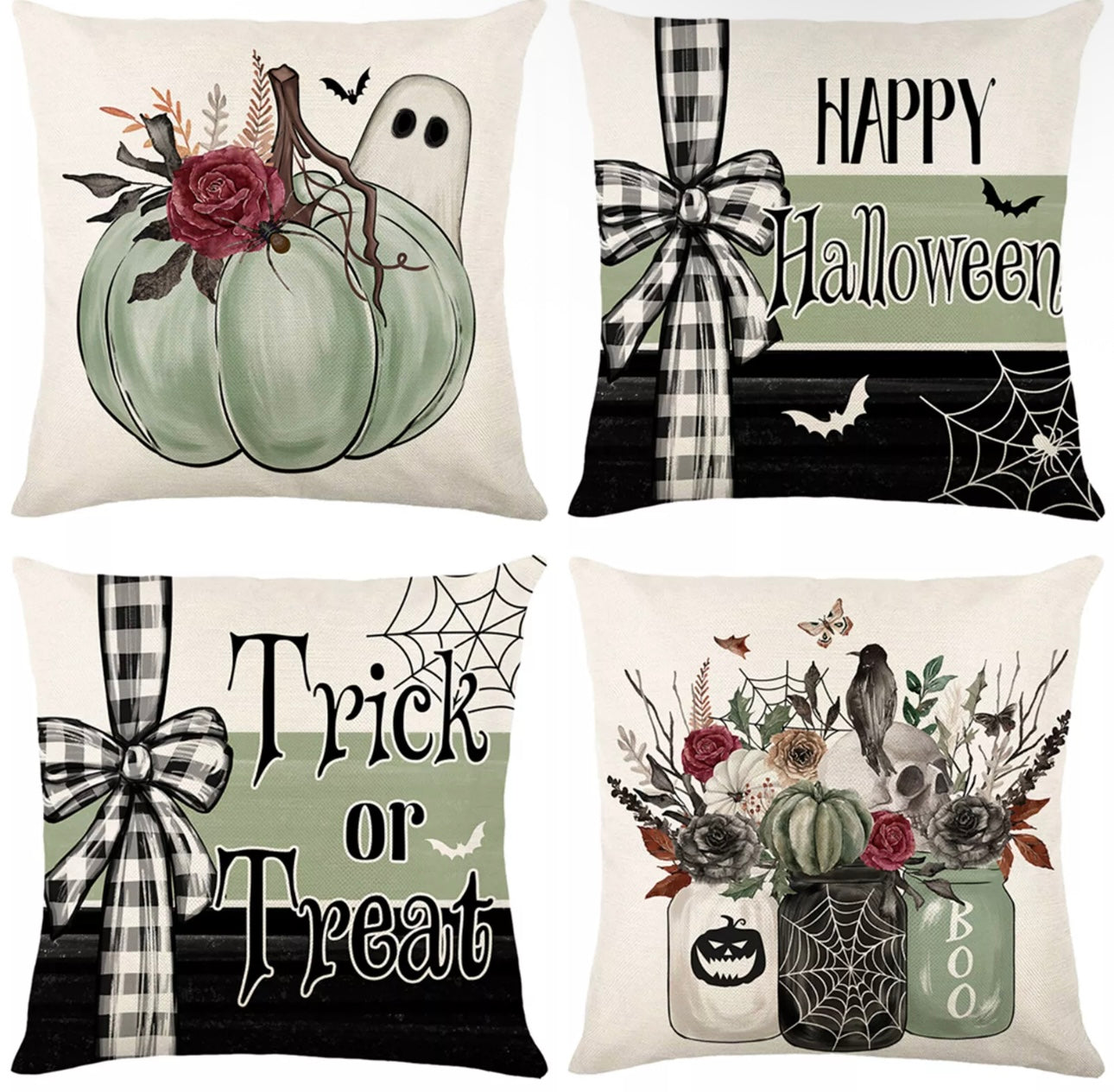 4x Halloween Cushion Covers