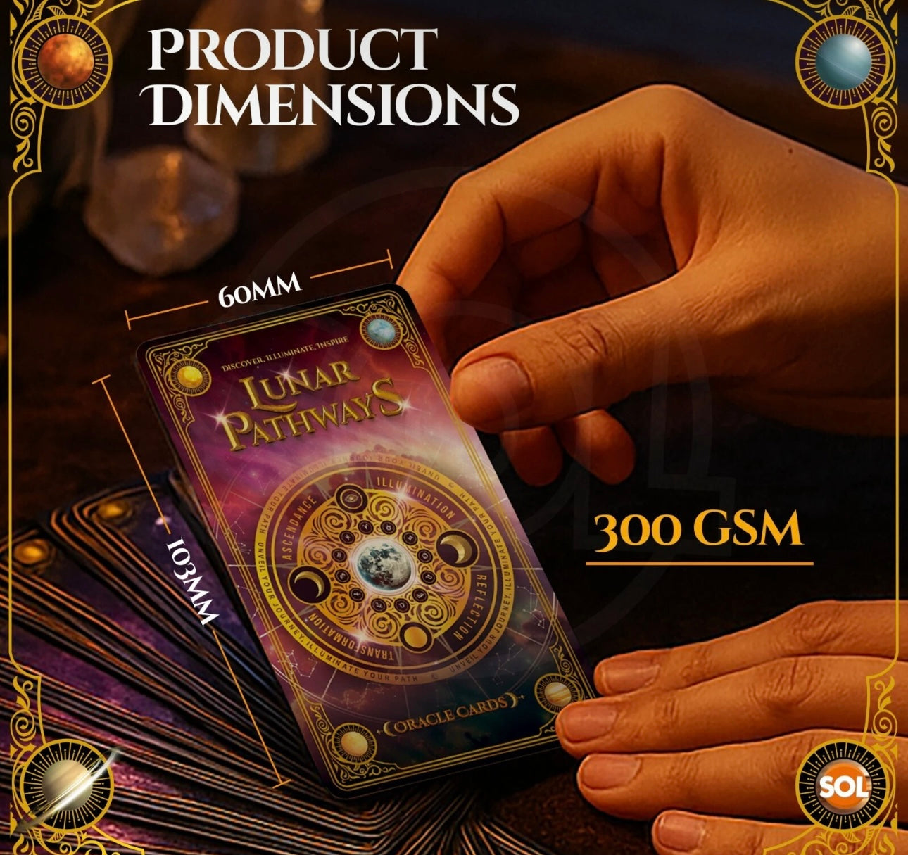 60pc Lunar Pathways Oracle Cards For Beginners