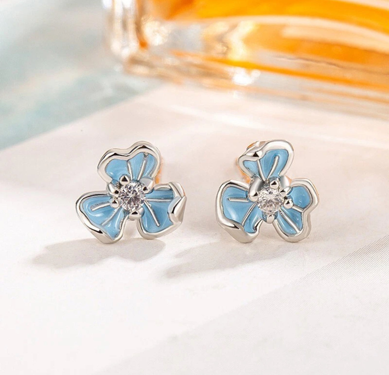 Blue Iris Flower Earrings