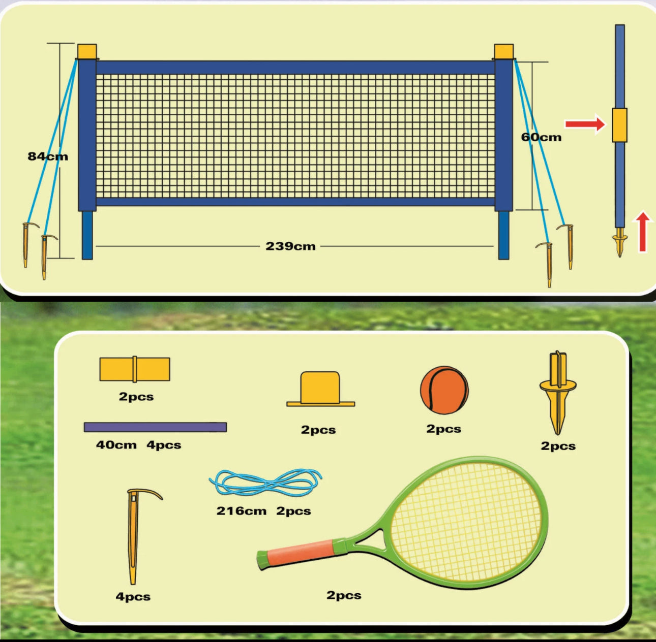 2 Player Tennis Set With Net