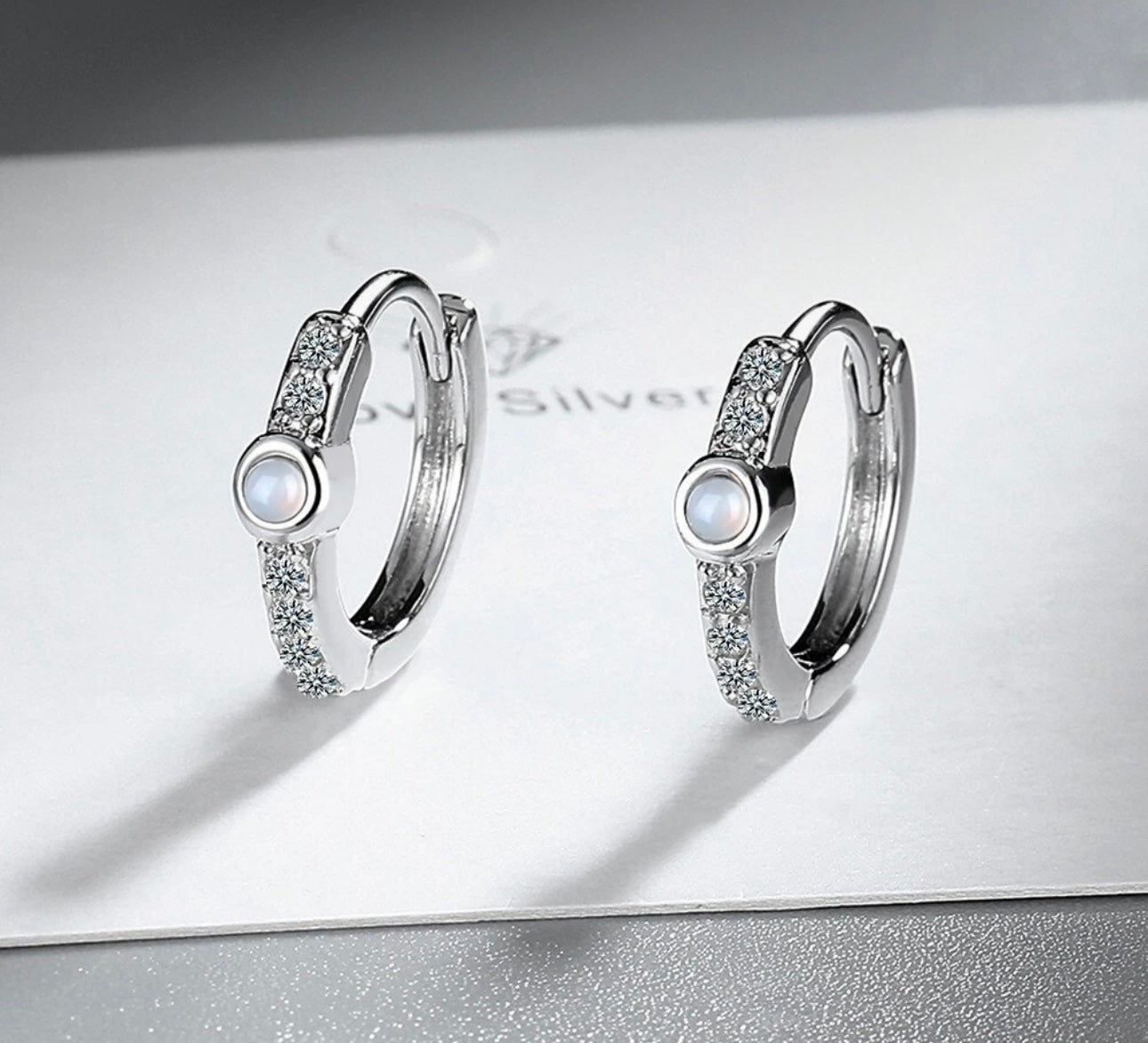 Opal Gemstone Huggie Earrings
