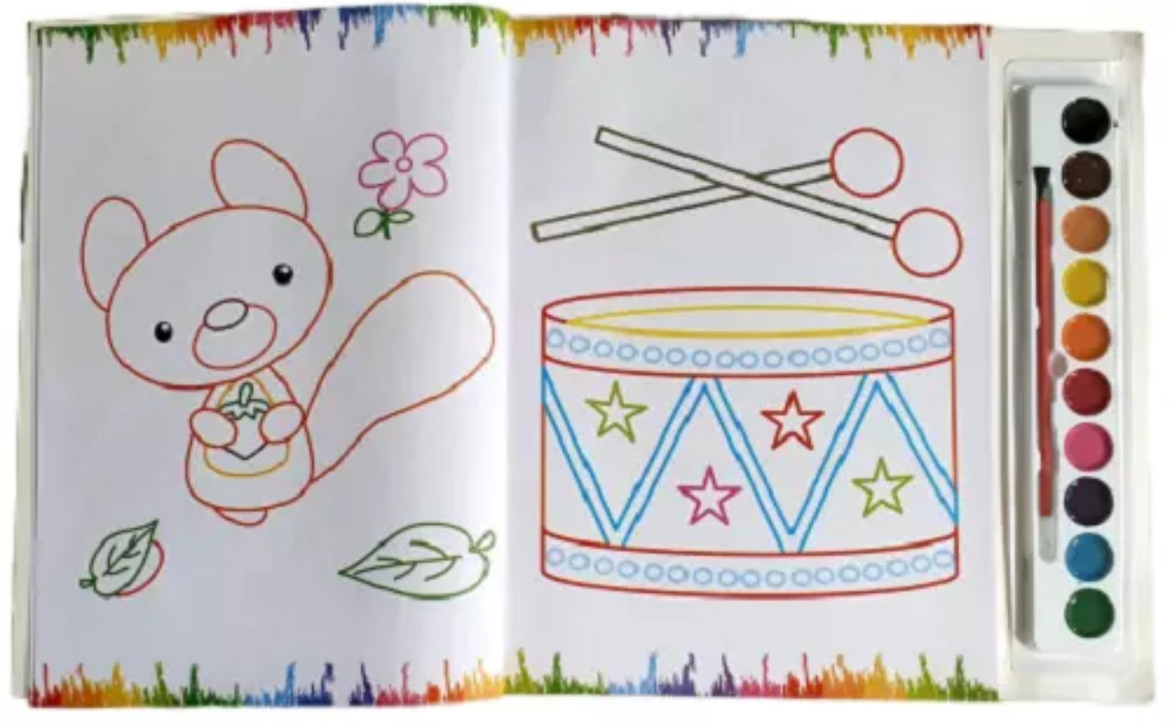 A4 Colouring Book With Water Colour Paints