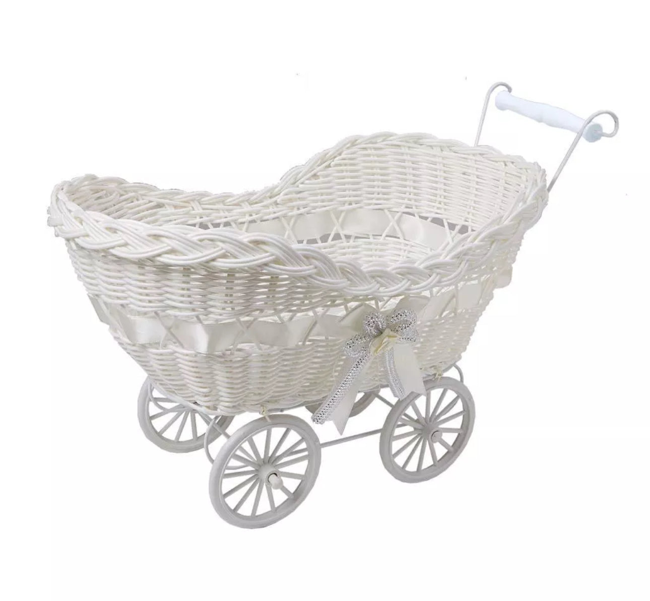 Pram Shaped Wicker Basket For Hampers (Basket only)