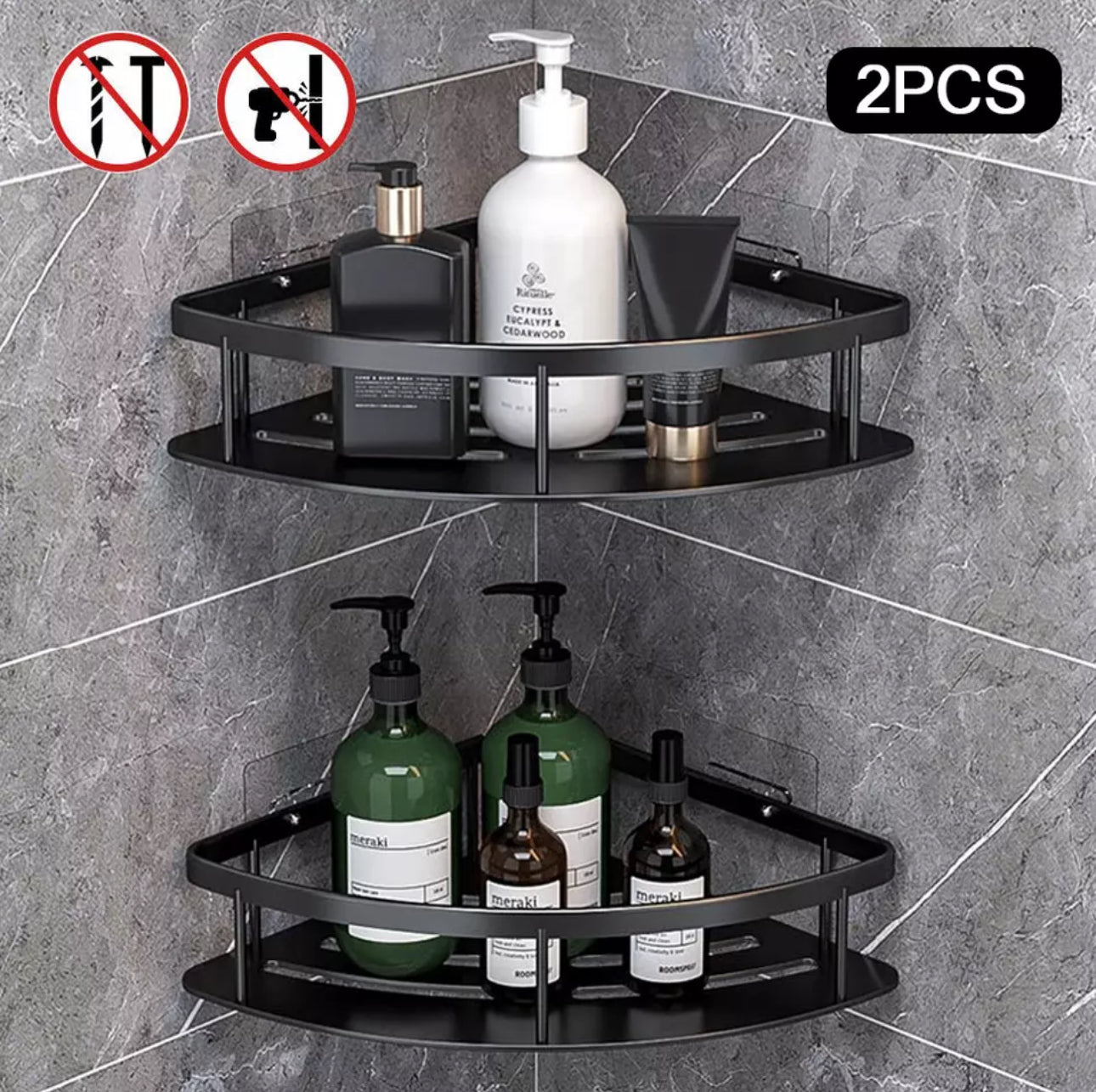2pcs Corner Shower Shelving