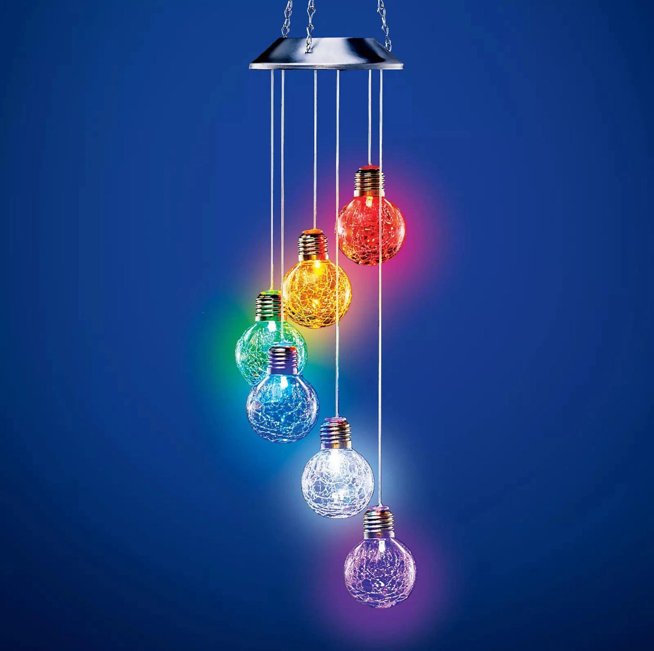 Solar Powered LED Crackle Ball Wind Chimes