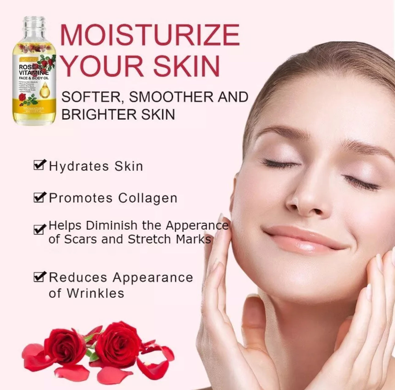 60ml Rose & Vitamin E Face and Body Oil