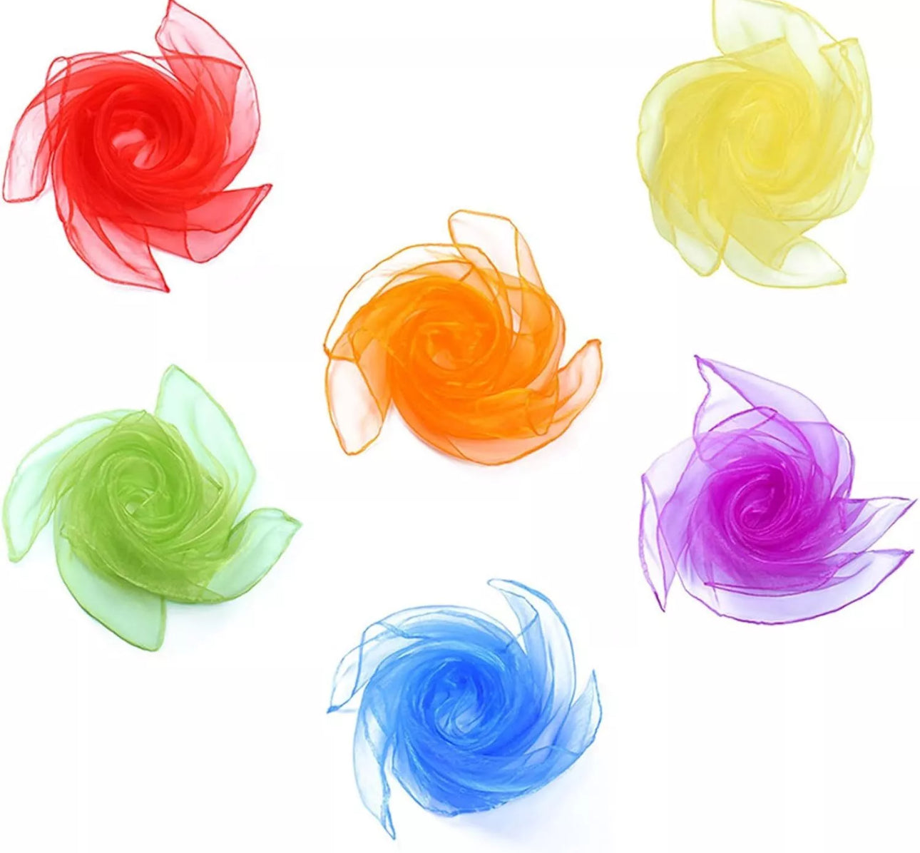 6pcs Rainbow Colour Sensory Scarves