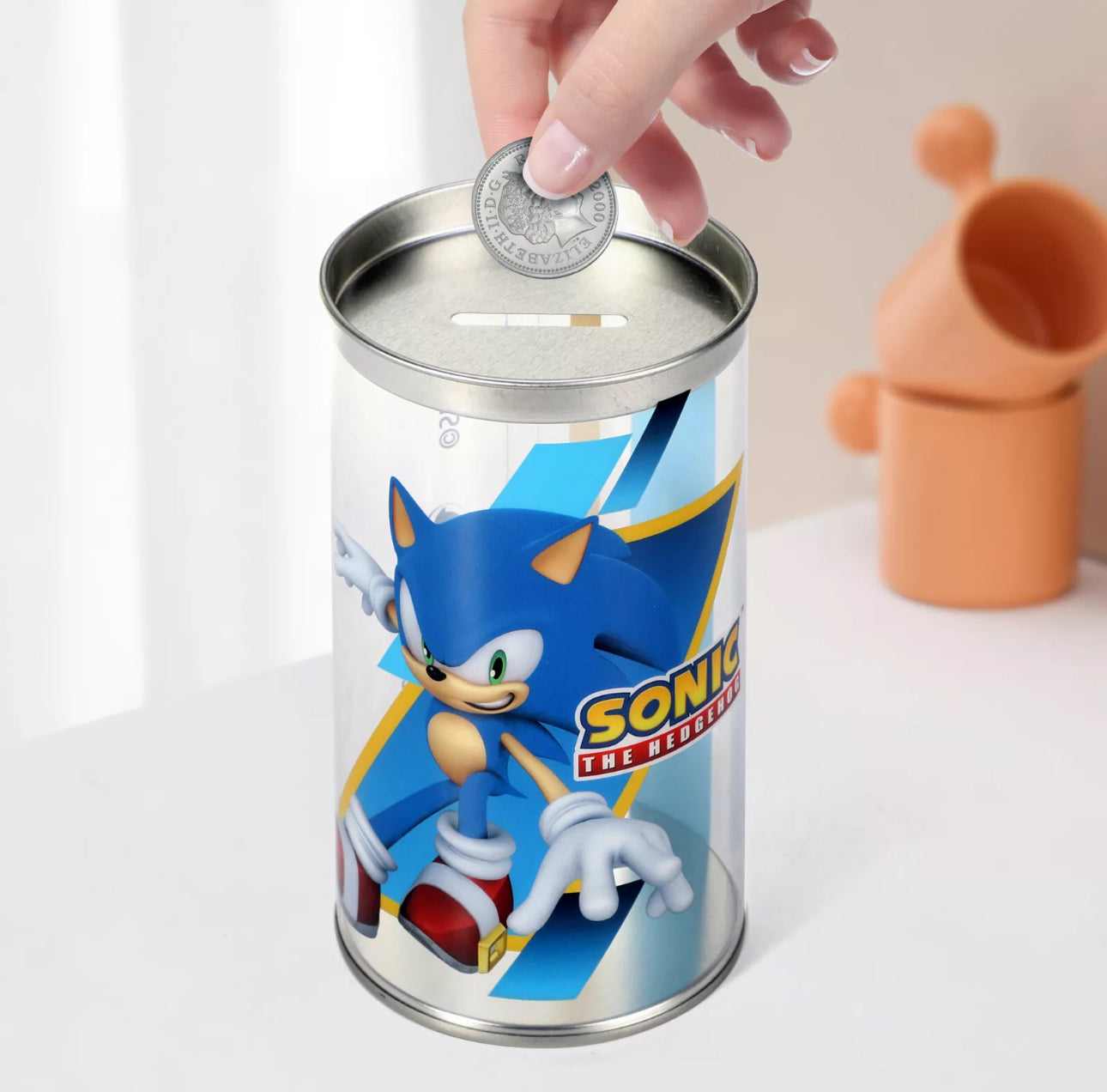 Blue Hedgehog 4 Pairs Socks Inside Money Bank