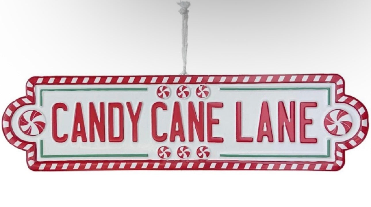 Retro Metal Candy Cane Lane Sign