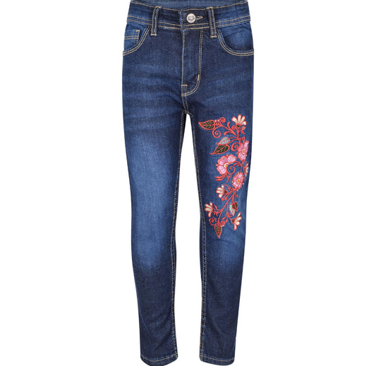 Girls Stretchy Embroidered Jeans
