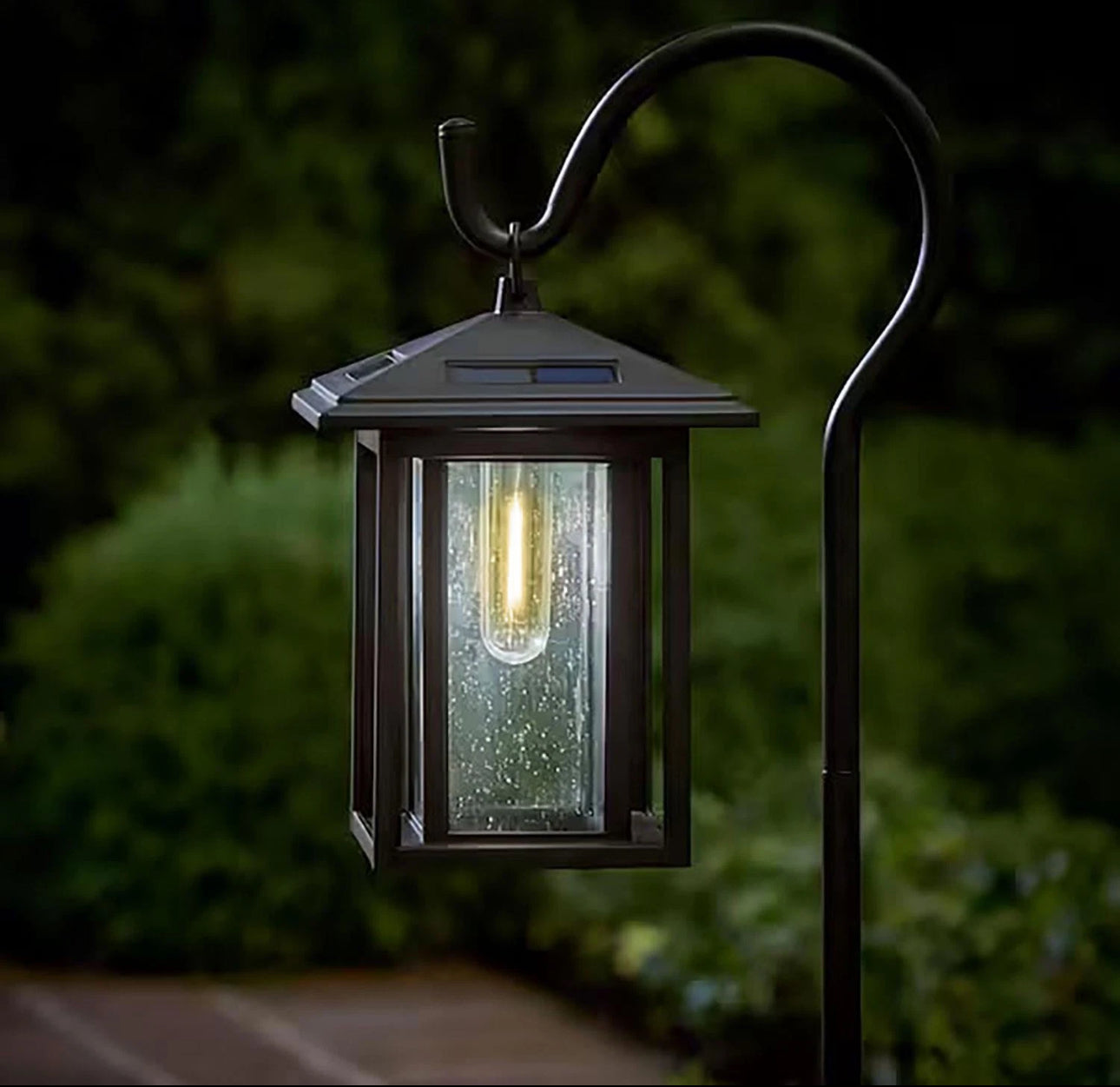 2x Solar Classic LED Shepherd Hook Hanging Lanterns