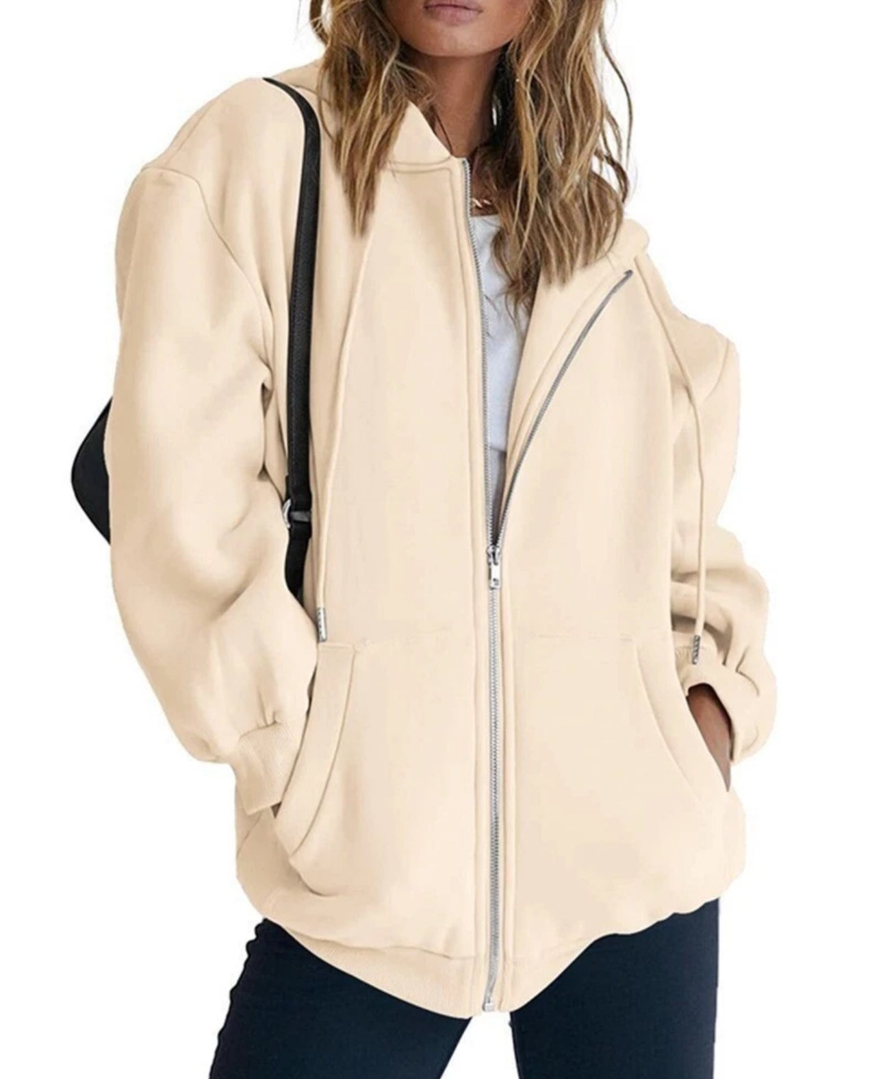 Ladies Plain Zip Up Hoodie