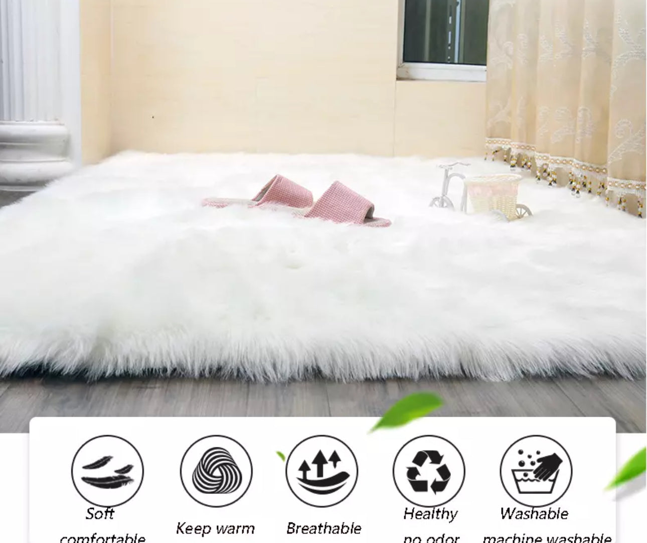 Fluffy White Sheepskin Style Rug
