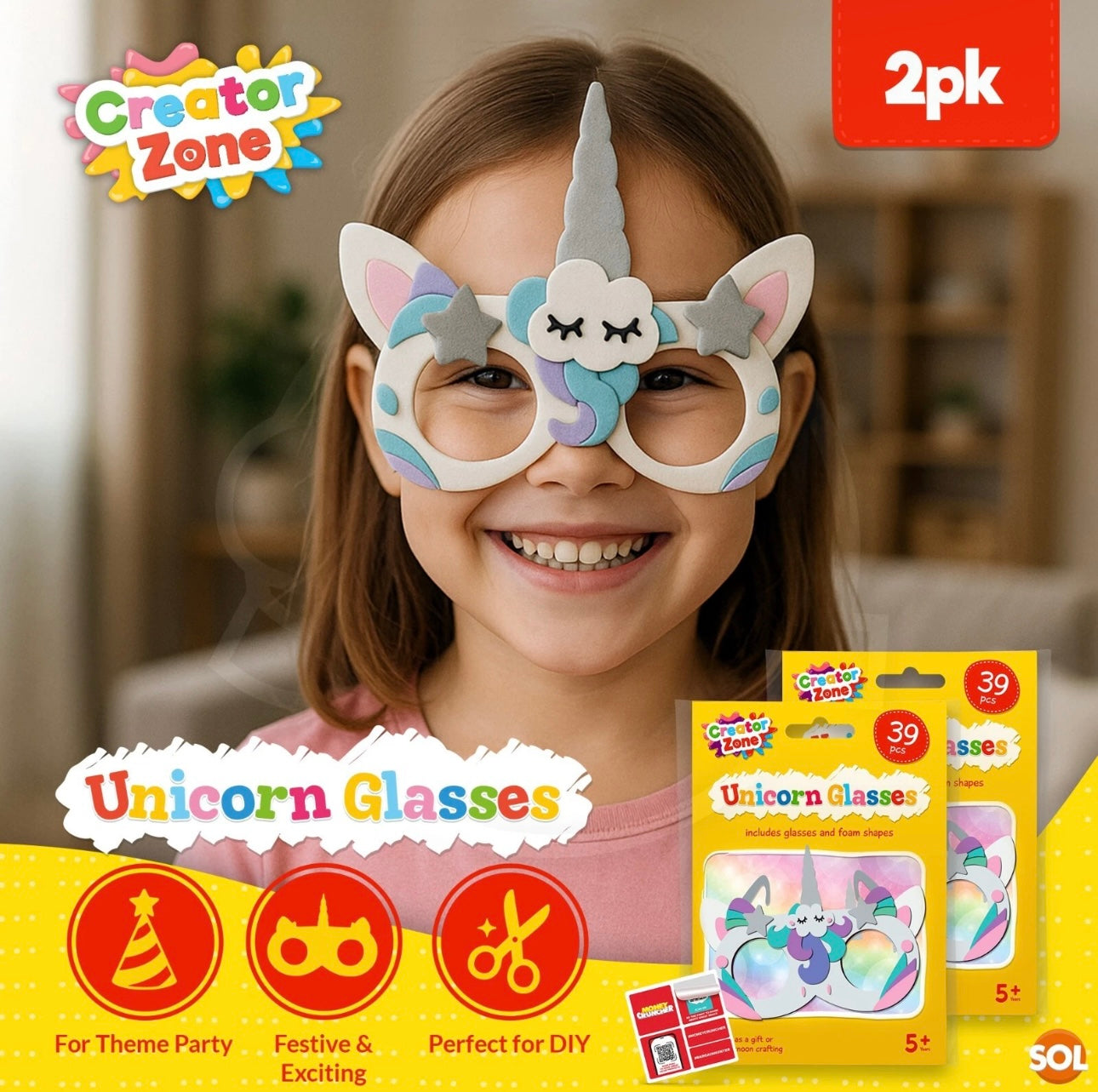 2pk Make Your Own Unicorn Sunglasses Kit