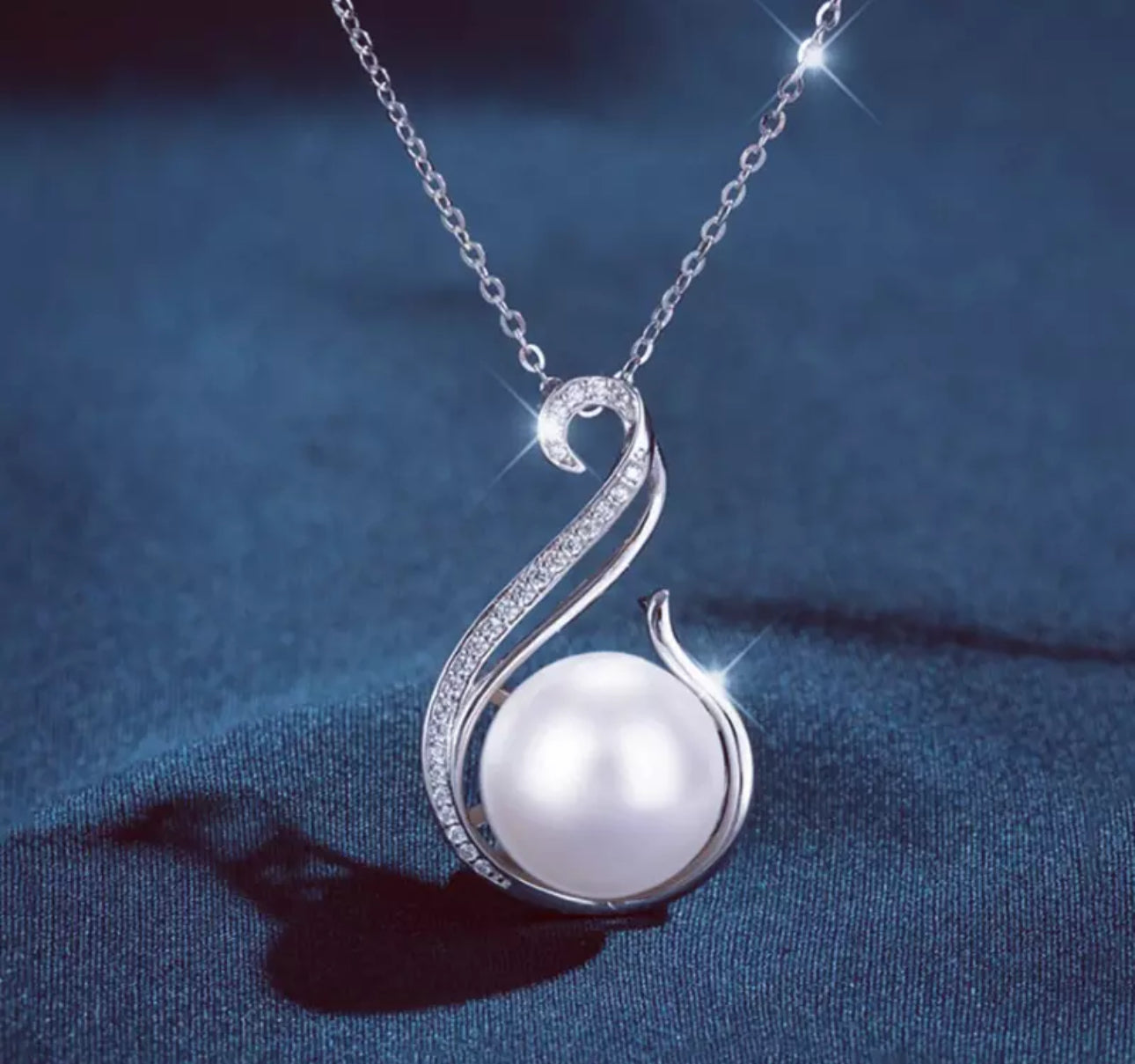 Swan Pearl Drop Pendant