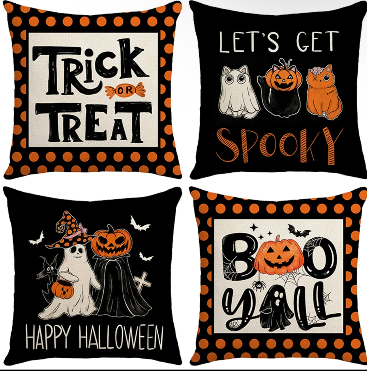 4x Halloween Cushion Covers