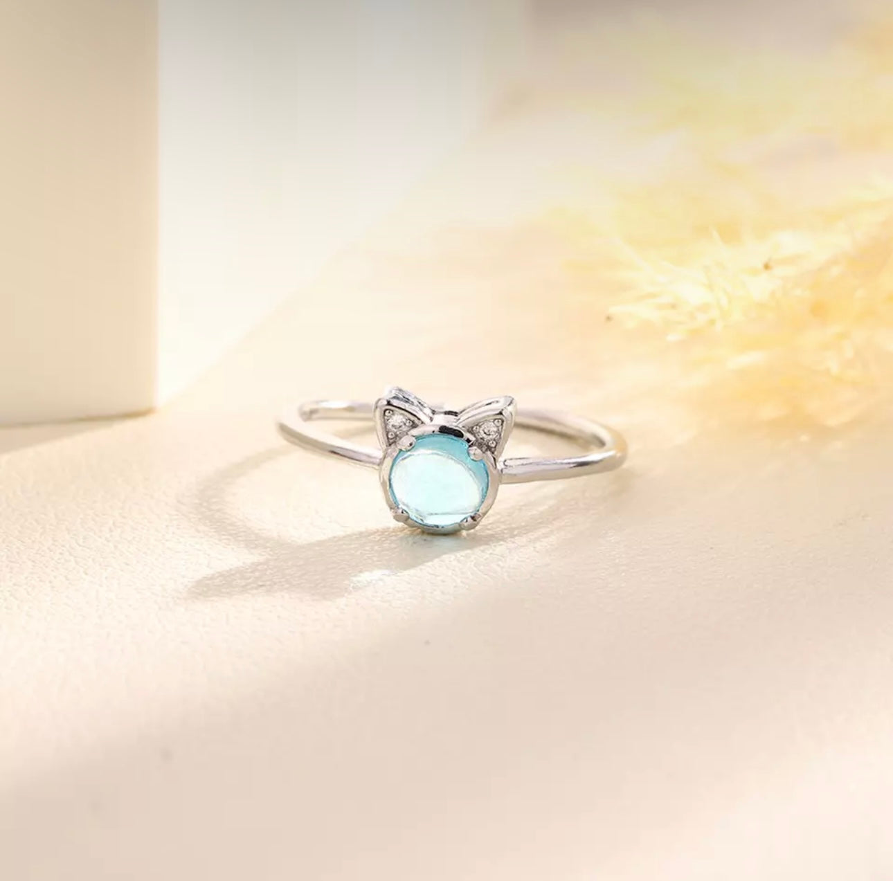 Cat Moonstone Ring