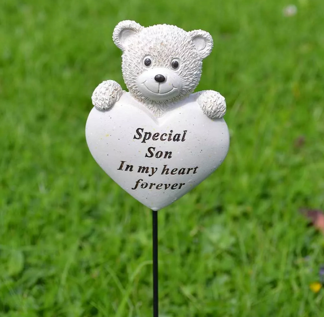 Teddy Bear Heart Memorial Stake