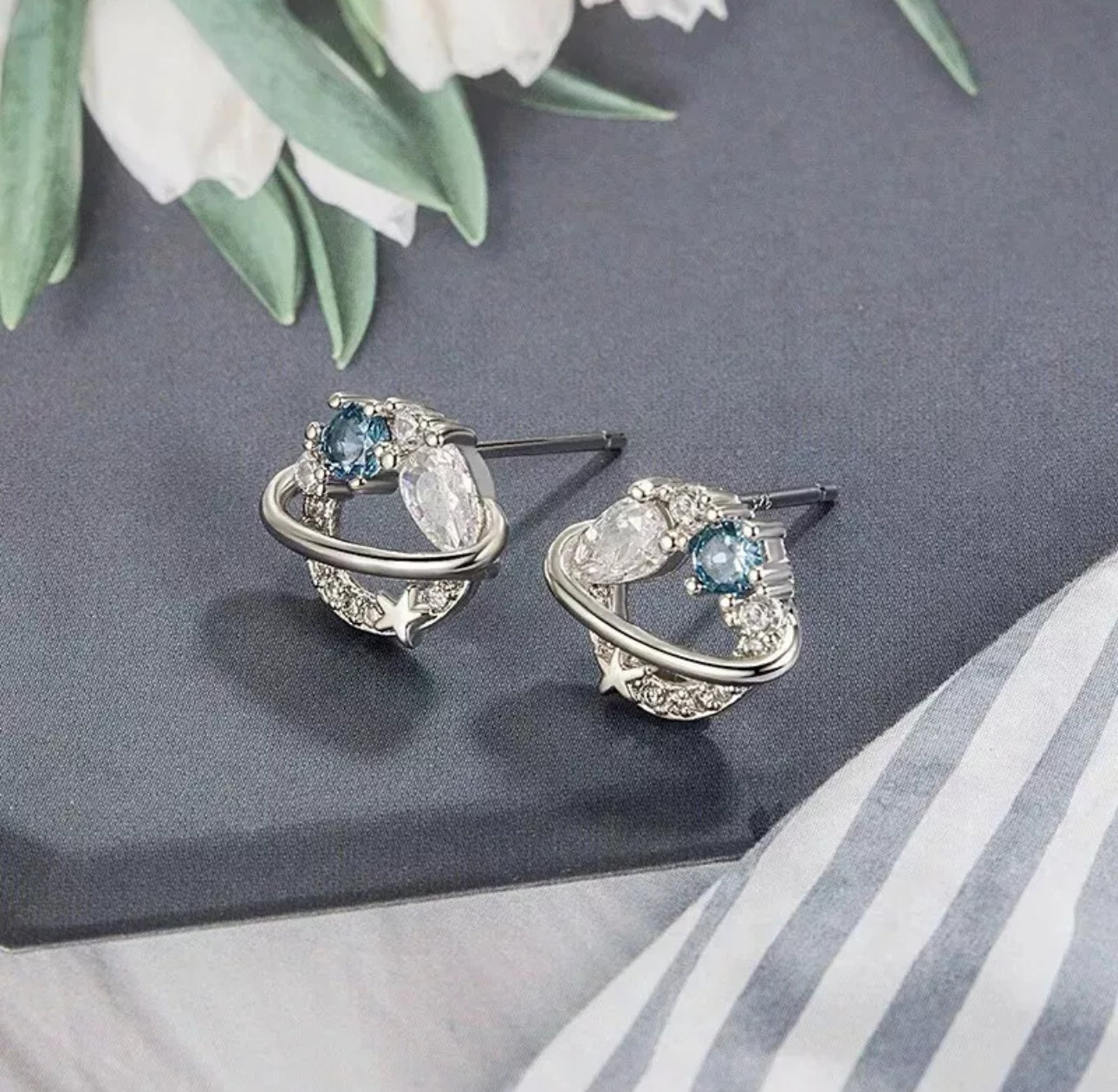 Blue Planet CZ Stud Earrings
