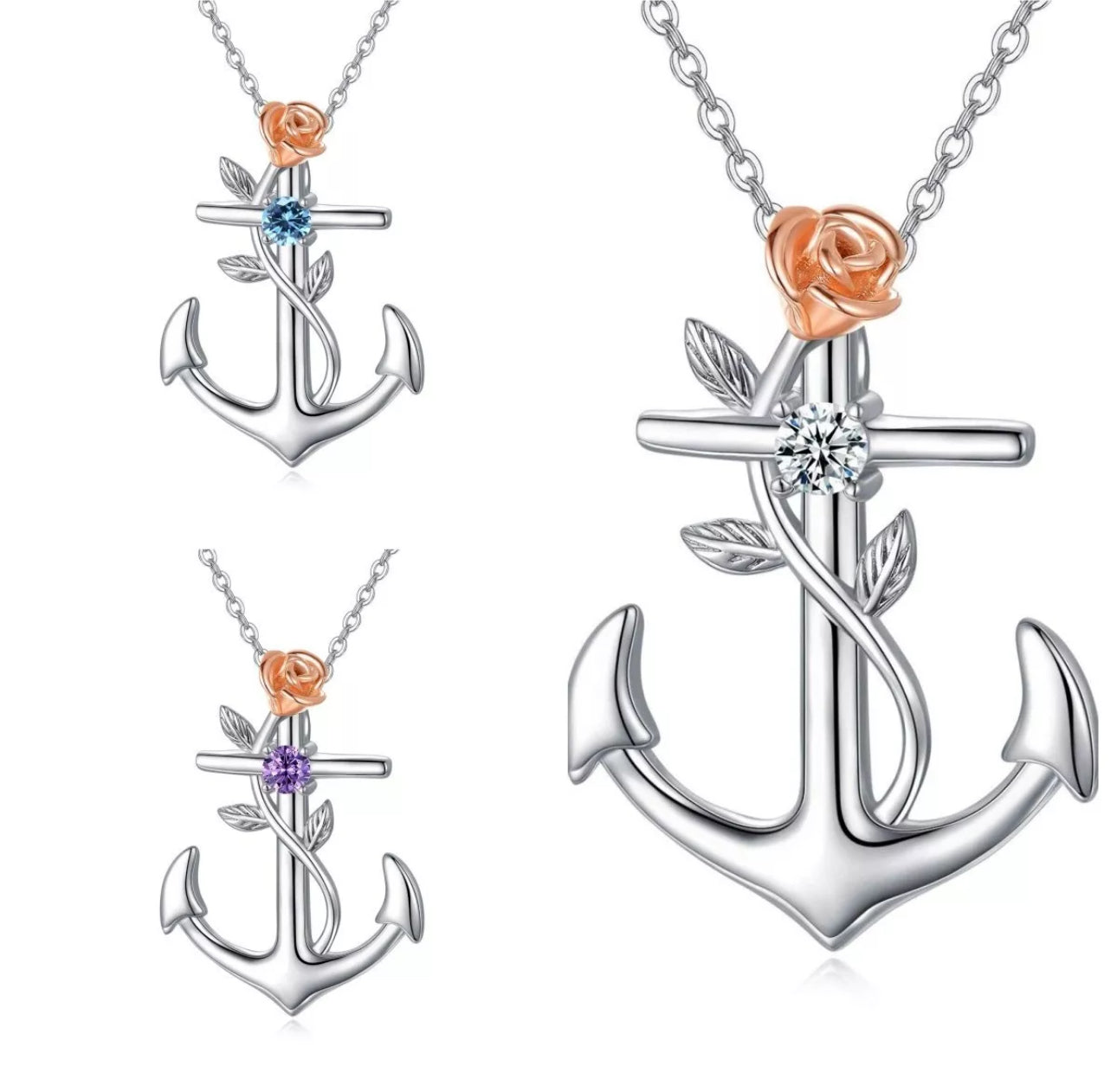 Anchor & Rose Pendant