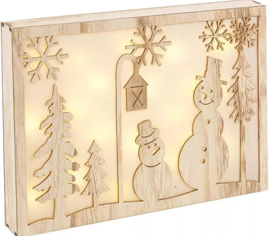 Wooden Light Up Festive Scene