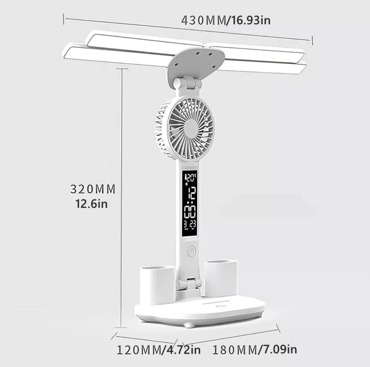 3-in-1 Multifunction LED Desk Lamp/Fan/Clock